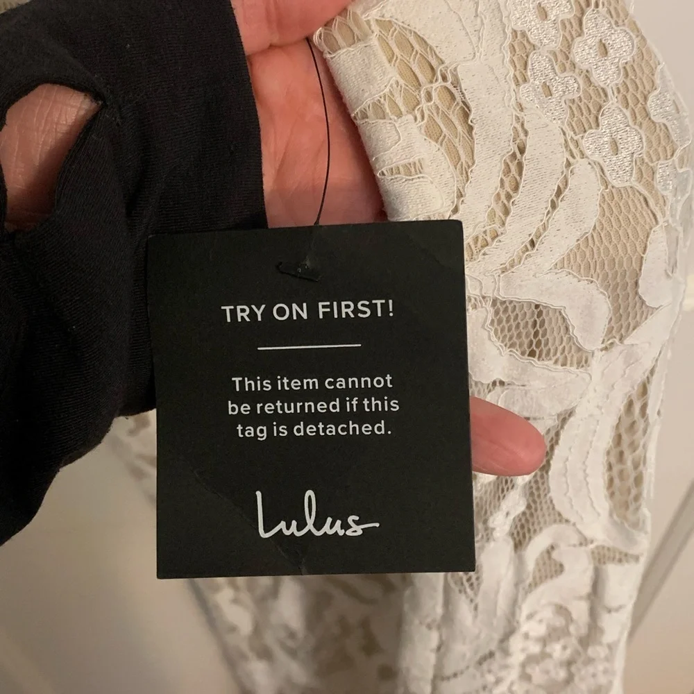 NWT Lulus Enamored With You White Lace Wide-Leg Jumpsuit, Womens Size XS